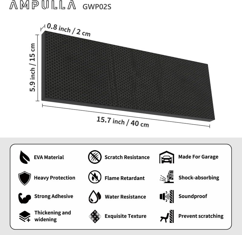 Caballus GWP02S Garage Wall Protector Car Door Protectors, Garage Accessories, Parking Stopper for Garage, Tool-Free, Designed in Germany (4-Pack Black) - Image 2